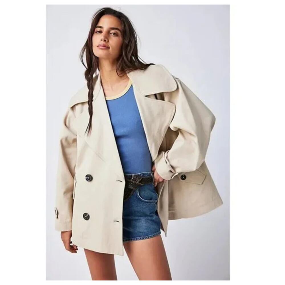 NEW Free People Highlands Oversized Swing Peacoat Size Small